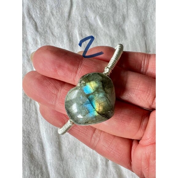 Your Choice! Flash Labradorite ❤️ Heart Cuff Bangle Bracelet - Picture 4 of 13